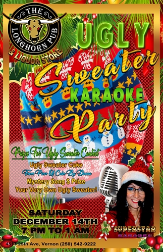 Ugly Sweater Karaoke Contest at The Longhorn Pub | iNFOnews.ca Ugly Sweater Karaoke Contest at The Longhorn Pub