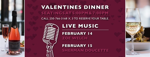 Valentines Dinner at The Lookout Restaurant with Zoe Welch