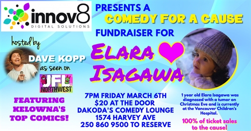 Innov8 presents Comedy for a Cause for Elara Isagawa | iNFOnews.ca Innov8 presents Comedy for a Cause for Elara Isagawa
