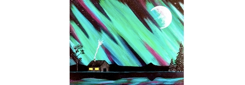 PaintNite : Cabin Under the Aurora Moon