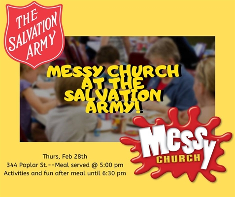 Messy Church at The Salvation Army! Feb 28, 2020 | iNFOnews.ca Messy Church at The Salvation Army! Feb 28, 2020