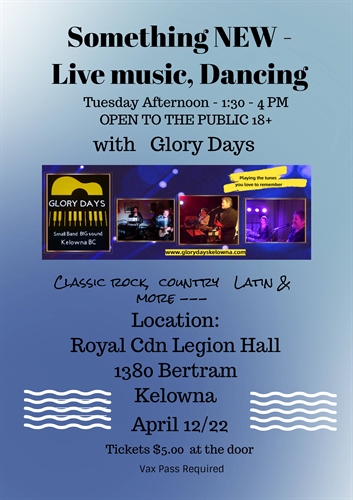 Afternoon live music and dance evnt with Glory Days