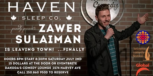 Haven Sleep Co presents Zawer Sulaiman at Dakoda’s Comedy Lounge
