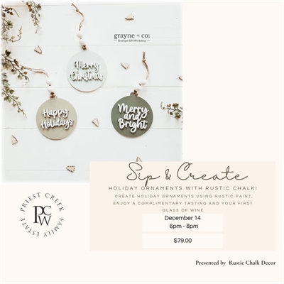 Sip and Create Holiday Ornaments with Rustic Chalk