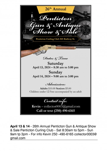 26th Annual Penticton Gun & Antique Show & Sale (Saturday & Sunday)