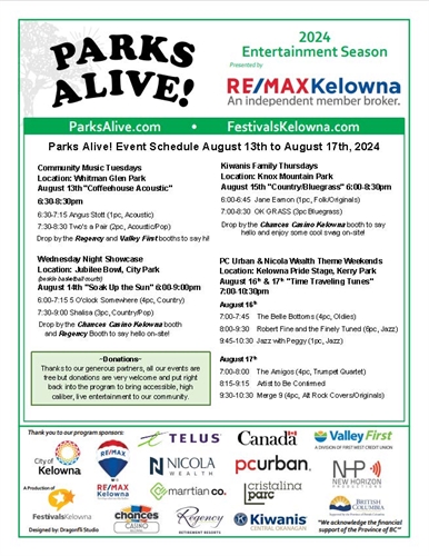 Parks Alive! (Tuesday to Saturday)