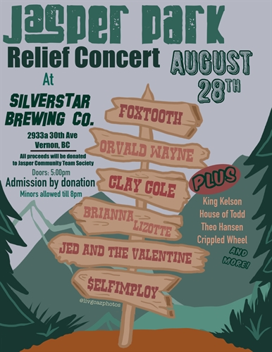 Jasper Wildfire Relief Concert (Ft. Foxtooth, Clay Cole, Orvald Wayne, Brianna Lizotte & More)
