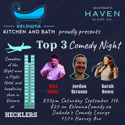 Kelowna Kitchen & Bath presents Top 3 Comedy Night at Dakoda’s Comedy Lounge