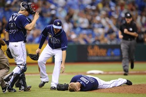 Rays pitcher Cobb struck by line drive and taken off field on stretcher | iNFOnews.ca CP23832977