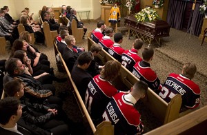 OHL player Terry Trafford remembered by friends, family and teammates at funeral | iNFOnews.ca CP27636637