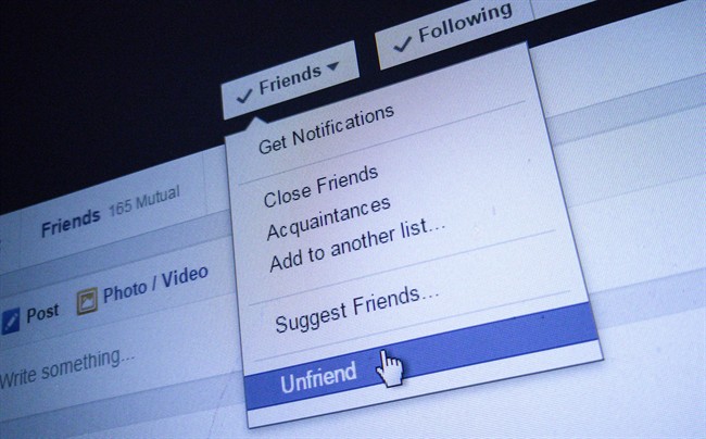 'Unfriending' on social media can be freeing - and upsetting for cut-off friends | iNFOnews.ca CP33856378