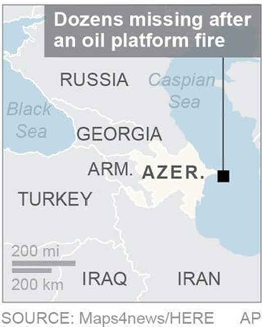 Azerbaijan: 29 workers still missing from offshore oil platform that continues to burn | iNFOnews.ca