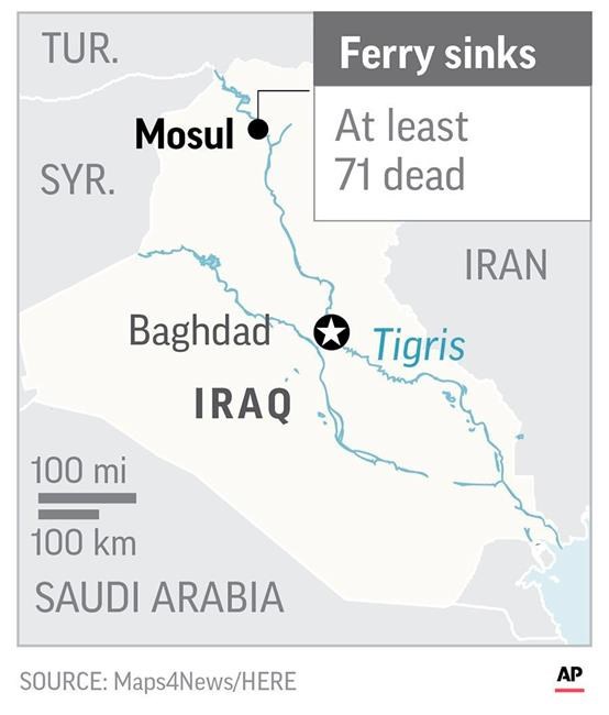 Ferry packed with Iraqis celebrating holiday sinks; 94 die | iNFOnews.ca