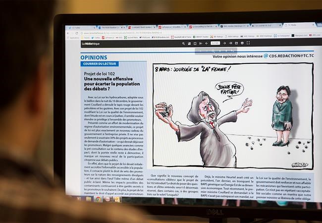 Quebec weekly removes cartoon depicting premier stoning former colleague | iNFOnews.ca