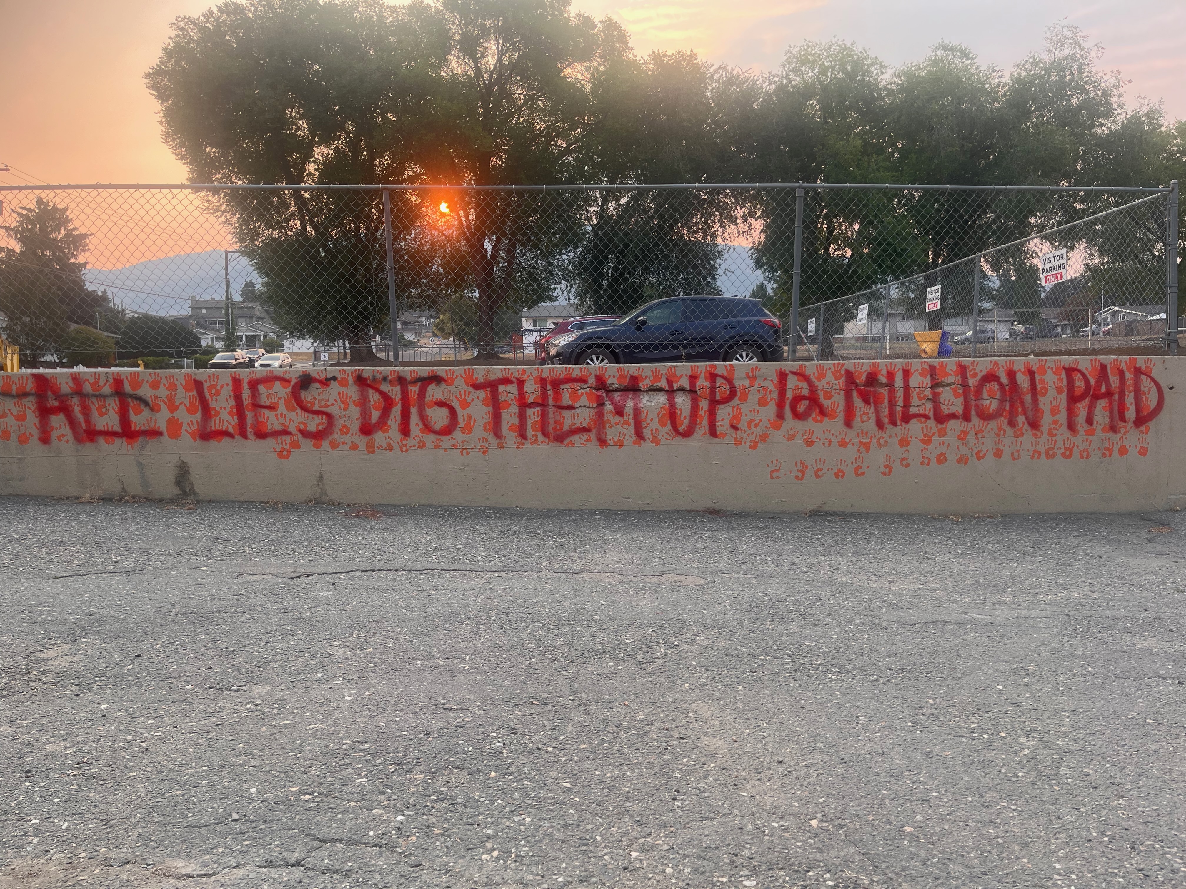 Racist graffiti painted on a mural at a Vernon elementary school.