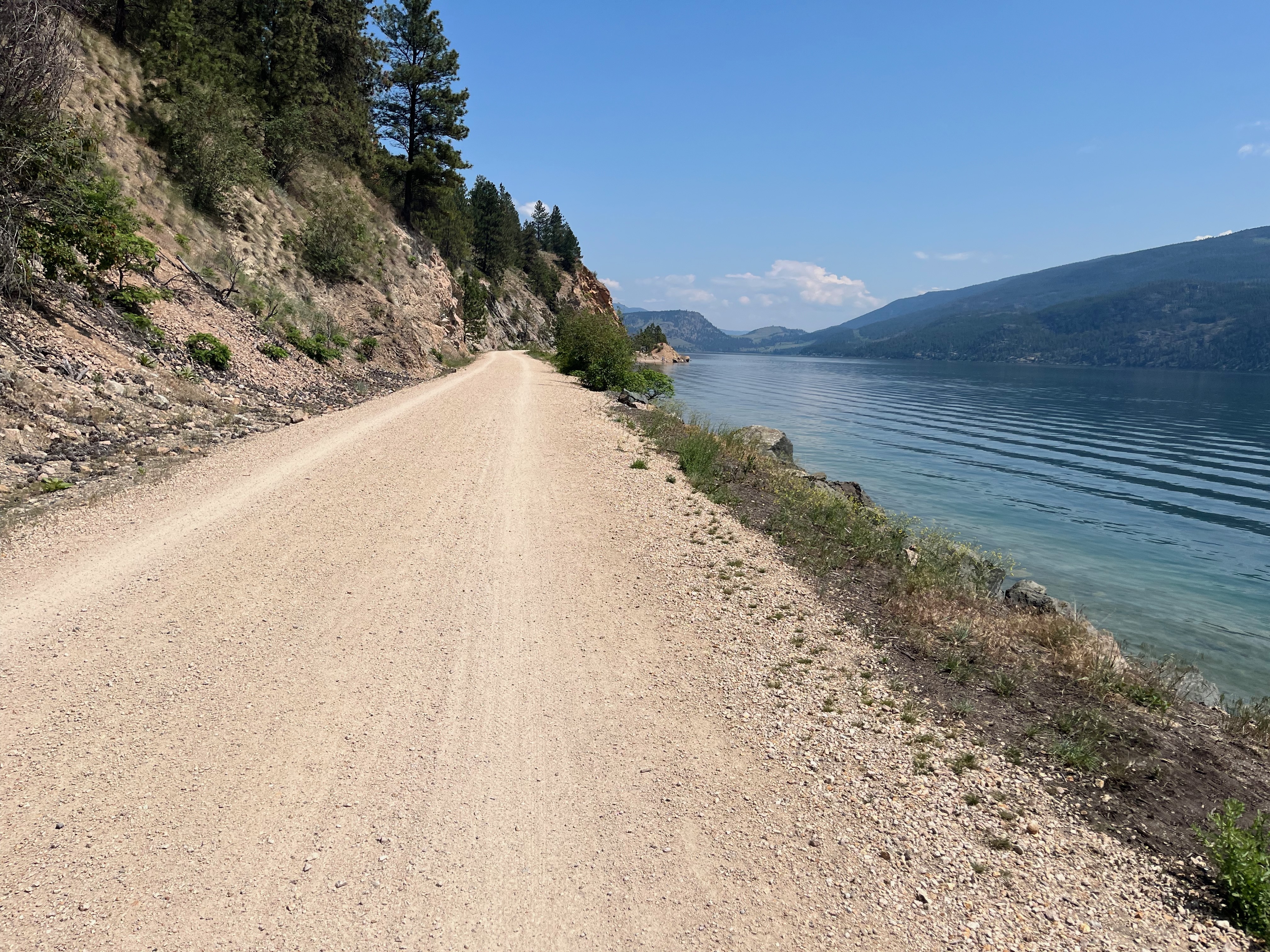 A multi-purpose gravel path on the shore of Kalamalka Lake.