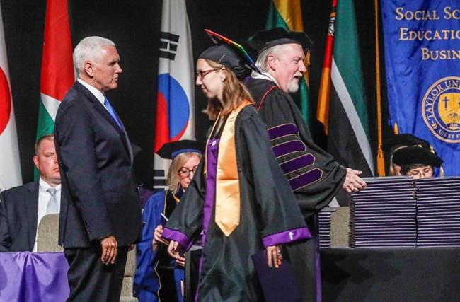 Dozens protest Pence at Taylor University commencement | iNFOnews.ca