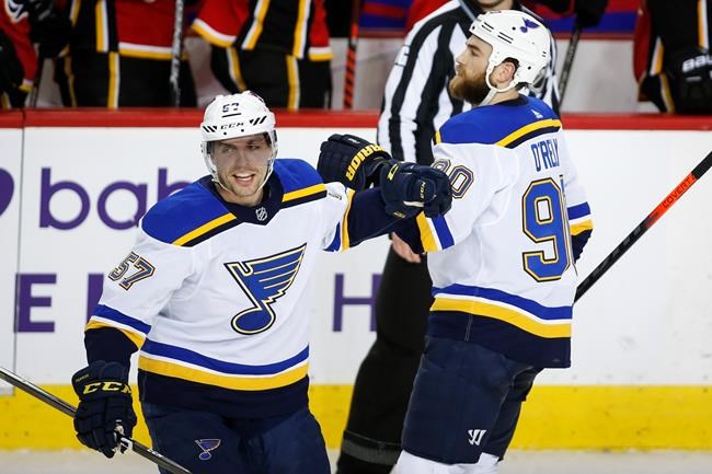 Blues pick up first shootout win of the season, beat Flames 5-4 | iNFOnews.ca Blues pick up first shootout win of the season, beat Flames 5-4 | iNFOnews.ca
