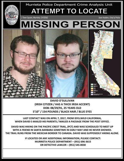Irish hiker missing on Pacific Crest Trail in California | iNFOnews.ca