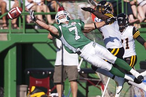 Former Roughriders Fantuz, Burris lead Ticats to 35-34 rally over Saskatchewan | iNFOnews.ca CP19563502