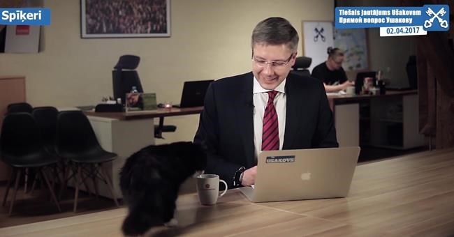 Riga mayor talks about potholes, interrupted by cat | iNFOnews.ca