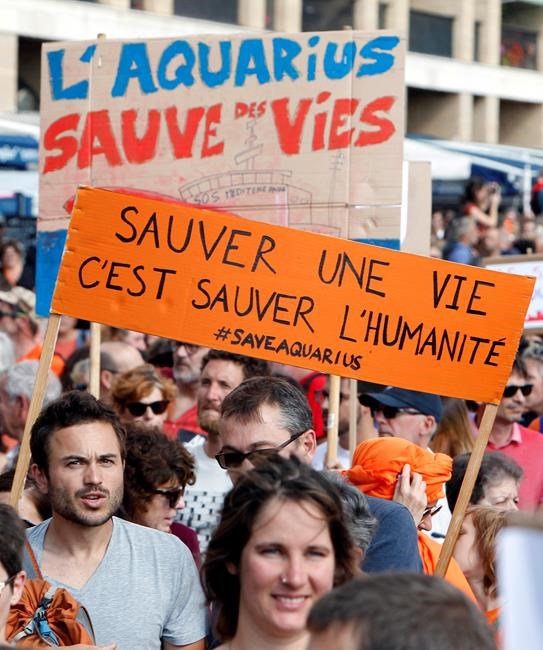Protesters in Paris support migrant rescue ship Aquarius | iNFOnews.ca