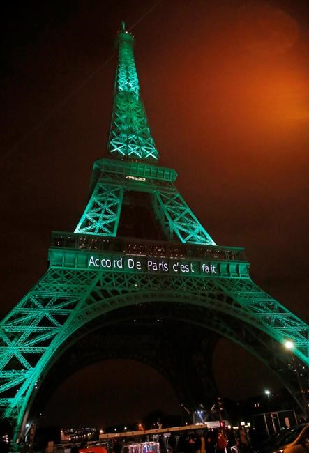 Eiffel Tower lit green in honour of Paris climate change deal | iNFOnews.ca