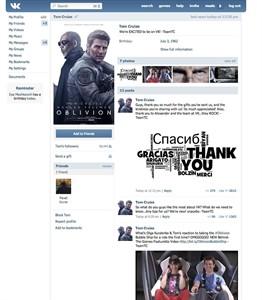 Tom Cruise sets up page on social network Vkontakte in bid to woo Russian-speaking fans | iNFOnews.ca Tom Cruise sets up page on social network Vkontakte in bid to woo Russian-speaking fans | iNFOnews.ca