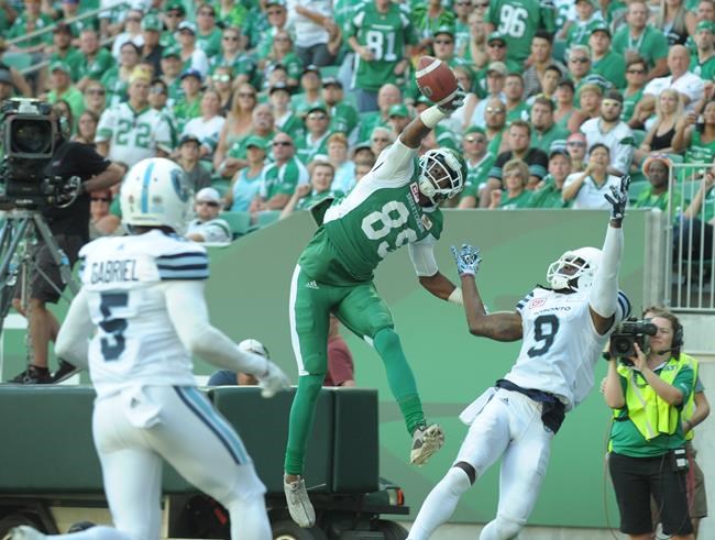 Duron Carter with two TDs, 131 receiving yards as Riders beat Argos 38-27 | iNFOnews.ca CP168745915