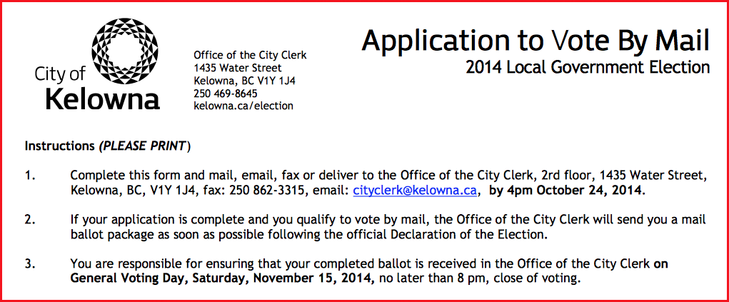 Kelowna's mail-in voting deadline approaches | iNFOnews.ca Kelowna's mail-in voting deadline approaches | iNFOnews.ca