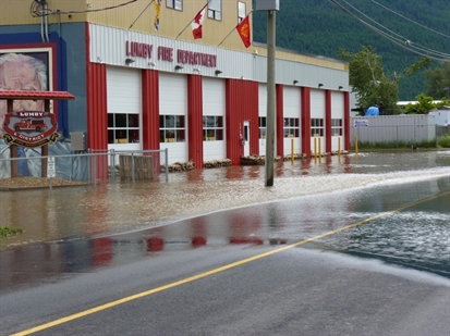 Flood waters lap at doors of Lumby Fire Hall | iNFOnews.ca
