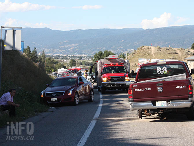UPDATE: Four vehicle collision south of Penticton sends driver to hospital | iNFOnews.ca