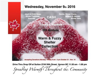 Vernon Sutton Realtors holding "Warm & Fuzzy" shelter collection drive | iNFOnews.ca