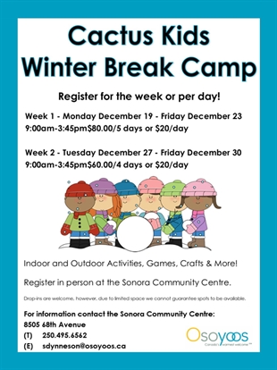 Osoyoos Cactus Kids Camp returns for winter break | iNFOnews.ca