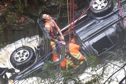 B.C. woman rescued after car plunges off cliff and into creek: RCMP | iNFOnews.ca B.C. woman rescued after car plunges off cliff and into creek: RCMP | iNFOnews.ca