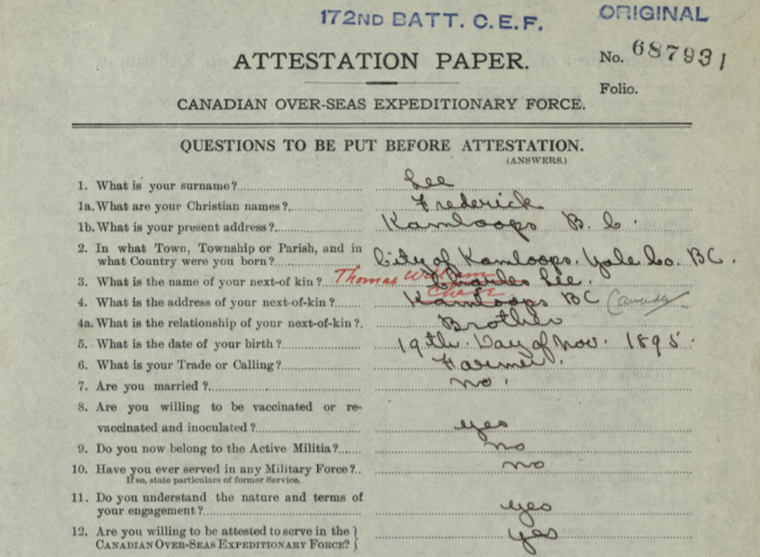 Kamloops' lost son: The mystery of WWI soldier Frederick Lee | iNFOnews.ca