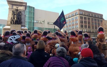 Dozens dressed as Tyrannosaurus rex descend on public square | iNFOnews.ca