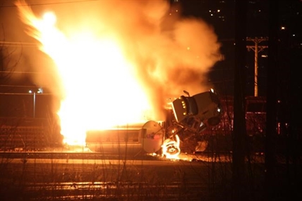 Fire is out after tanker truck and rail car collide in Port Coquitlam, B.C. | iNFOnews.ca