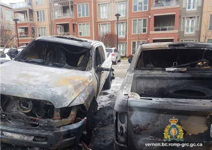 Three vehicles damaged outside Vernon resort complex in suspected arson | iNFOnews.ca Three vehicles damaged outside Vernon resort complex in suspected arson | iNFOnews.ca