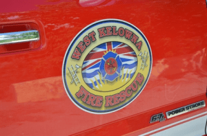 A close-up of the West Kelowna Fire Rescue logo.