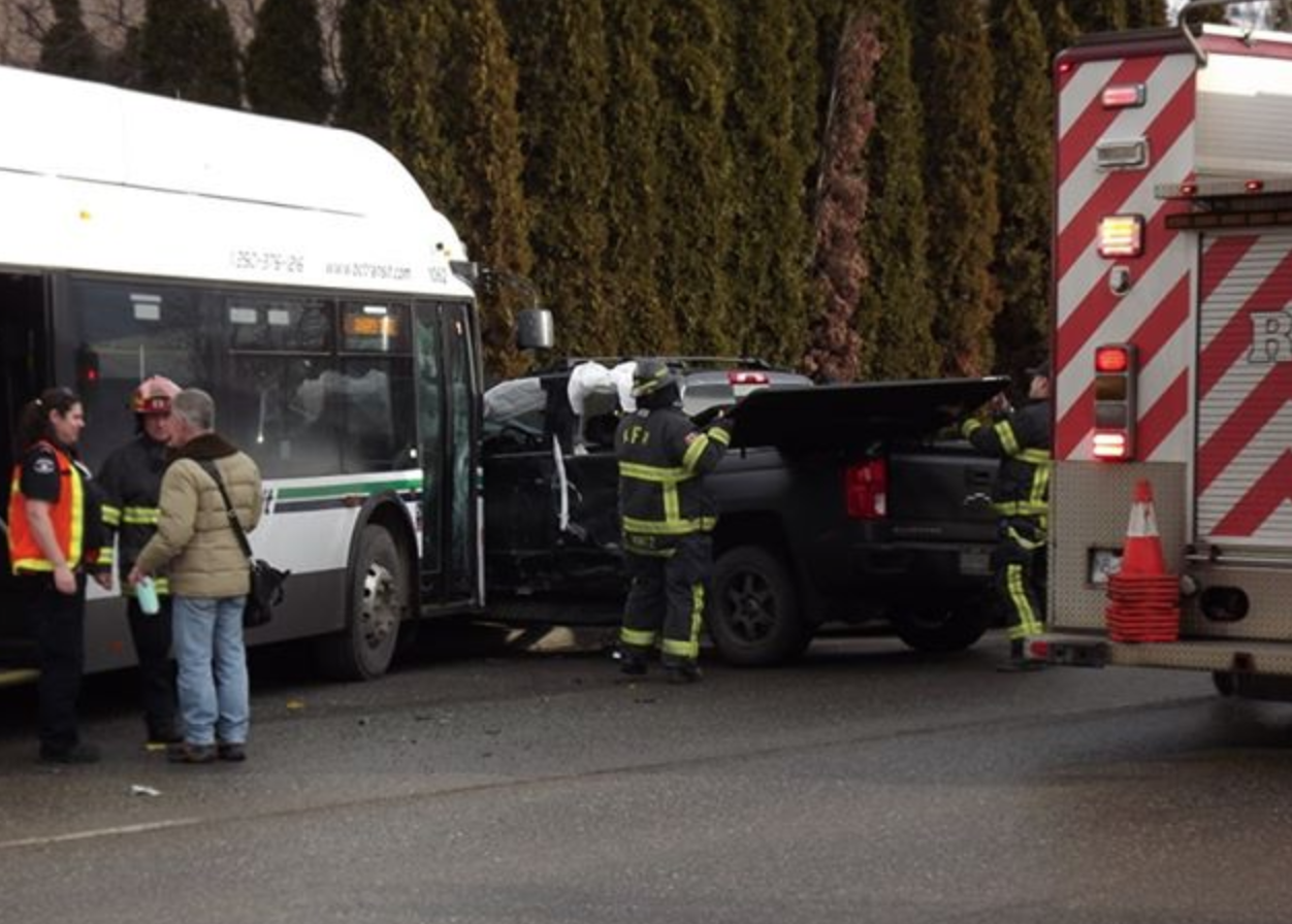 UPDATE: Collision involving Kamloops city bus sends two to hospital | iNFOnews.ca