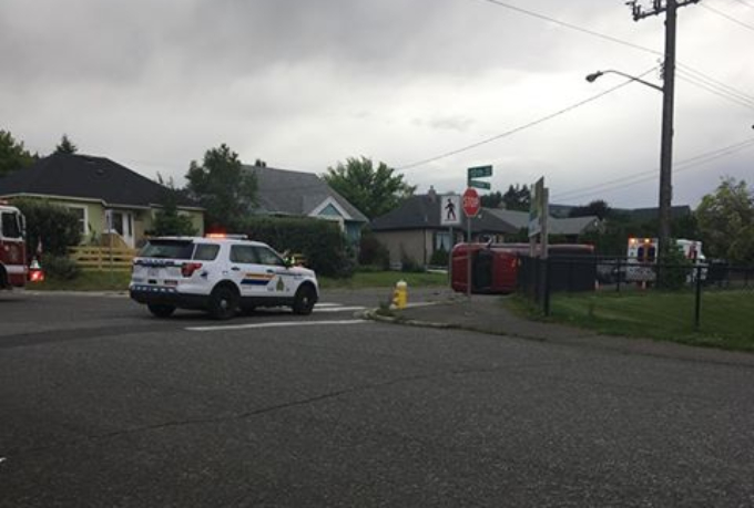 Truck flipped on its side after two-vehicle crash in Kamloops | iNFOnews.ca
