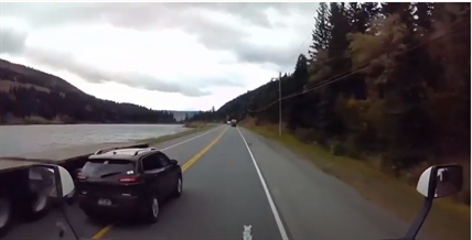 iN VIDEO: Dash cam captures near miss between SUV and oncoming semi-truck near Cache Creek | iNFOnews.ca