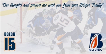 Blazers create thoughts and prayers banner for Bozon | iNFOnews.ca