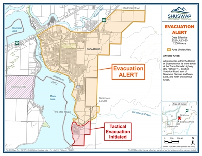 Evacuations ordered for new Sicamous area fire; boats asked to stay off lake | iNFOnews.ca