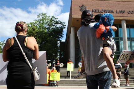Protestors condemn disgraced social worker Robert Saunders at Kelowna courthouse | iNFOnews.ca