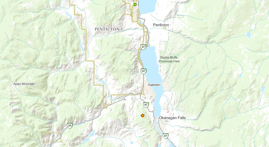 Wildfire south of Penticton now 1.4 hectares | iNFOnews.ca
