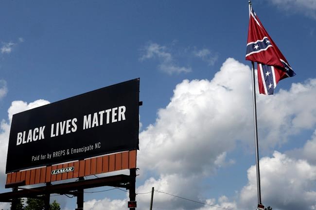 Black Lives Matter billboard placed next to Confederate flag | iNFOnews.ca