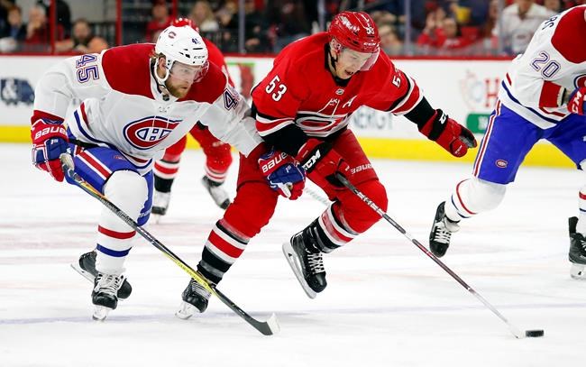 Aho scores twice, Hurricanes top Canadiens 3-1 | iNFOnews.ca