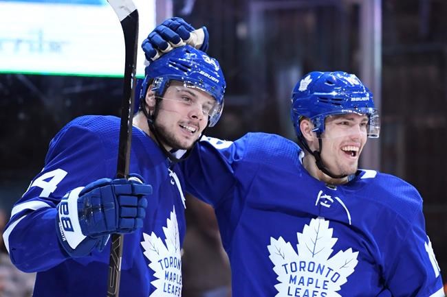 Auston Matthews puts up three points in return as Maple Leafs down Sharks 5-3 | iNFOnews.ca CP496131339